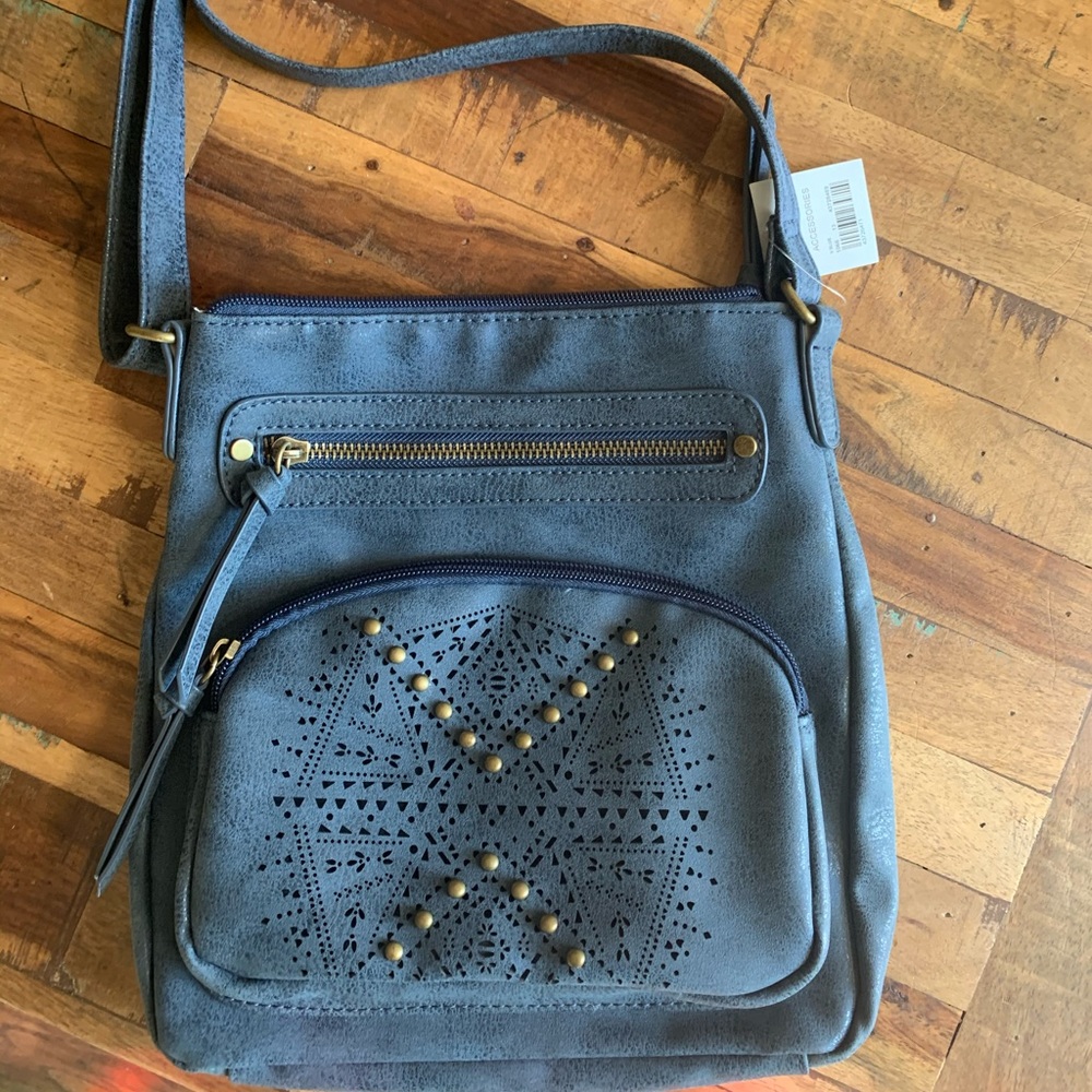 Blue purse with design